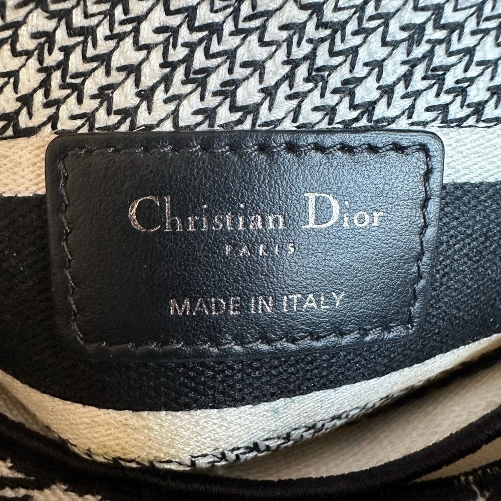 Christian Dior Lady D-Lite Bag Houndstooth Black White Medium Handbag Purse - Picture 12 of 16